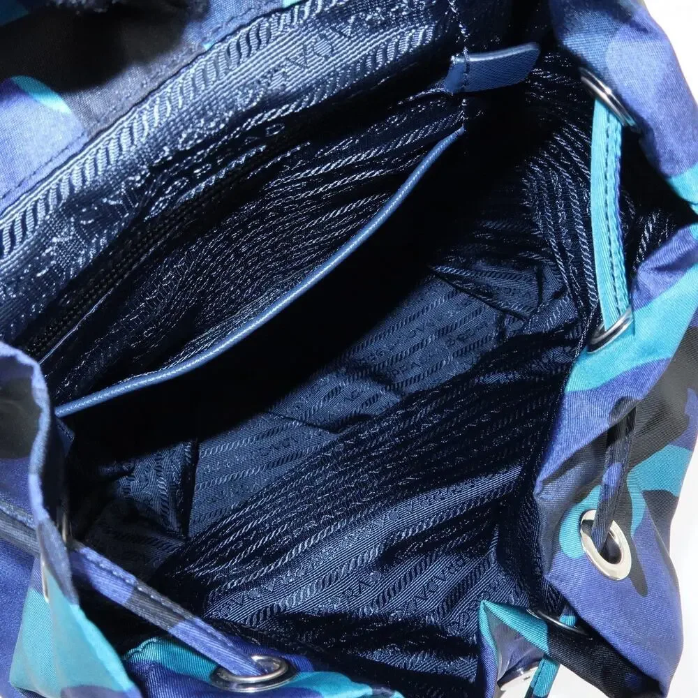 Prada Triangle Logo Nylon Backpack Blue